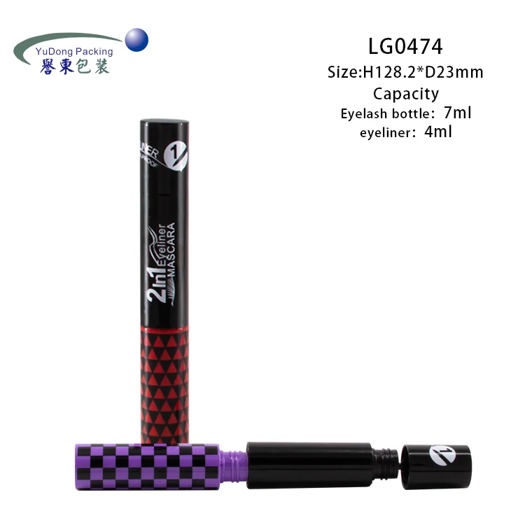 New Product Customized Logo Container Matt Black Empty Round Double Ended Eyeliner Tube Mascara Tube