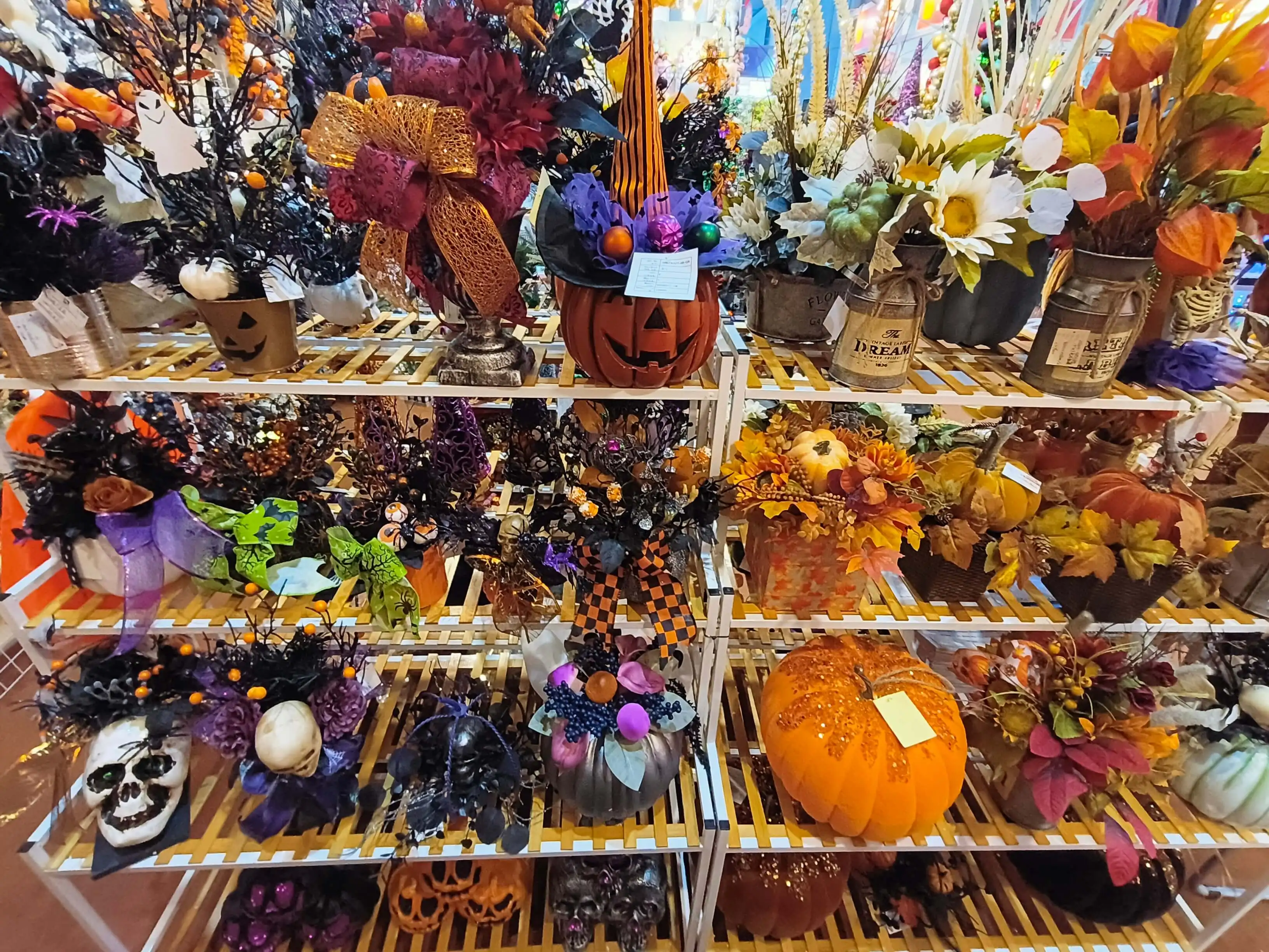 Senmasine 24 Inch Front Door Decor Black Artificial Leaves Glitter Spider Baubles Broom Stripe Legs Hat Witch Halloween Wreath