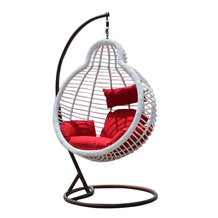 
High quality fantastic indoor or outdoor pear shape patio synthetic rattan furniture hanging single swing chair 