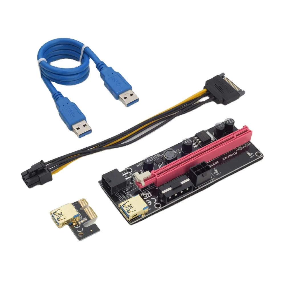 Прямая продажа с фабрики 009S PCI-E Riser 1X к 16X 009 USB 3 0 Card Extender Быстрый адаптер Черный king