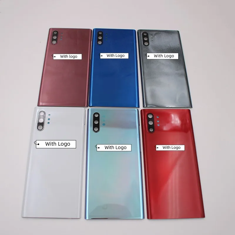 With logo For Samsung Galaxy Note 10 Plus N975 Glass Battery Back Cover Samsung note10 N970 back housing replacement+Camera Lens