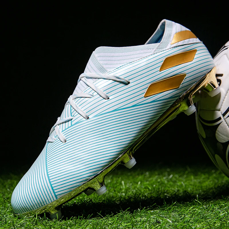 Factory outlet spike football shoes men sports shoes high top football shoes gold soccer boots goods in stock
