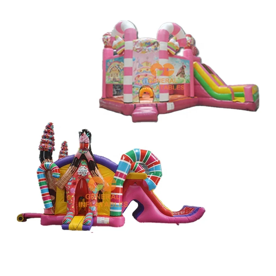 colorful inflatable sugar shack bouncer house ice cream inflatable jumping candy land combo princess castle