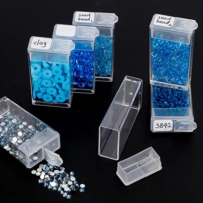 Diamond Painting Box Storage Containers with 200pcs Label Stickers 64 Grids 5D Storage Boxes & Bins Plastic White Modern 400g