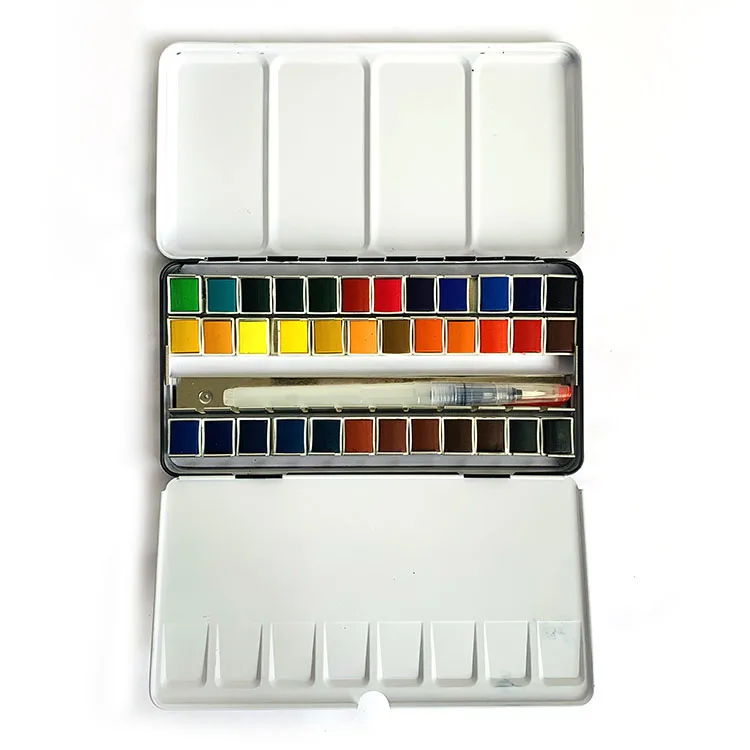 36 colors solid watercolor paint set portable travel water color paint set for student