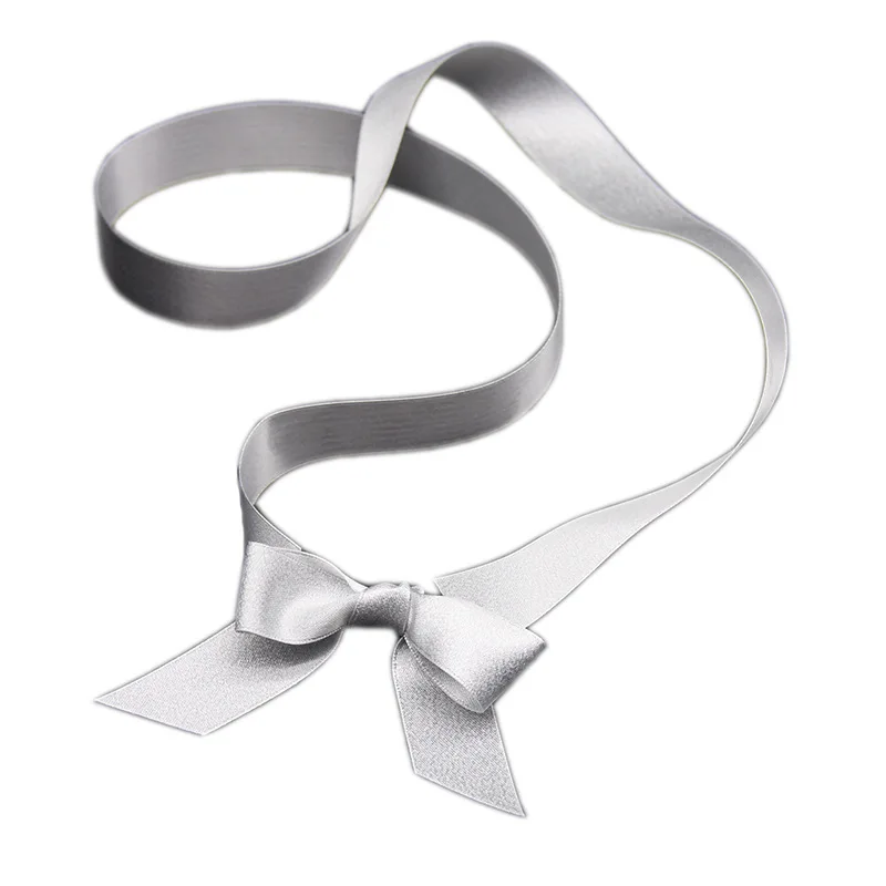 Flat pre-tied ribbon elastic bow,satin stretch loop
