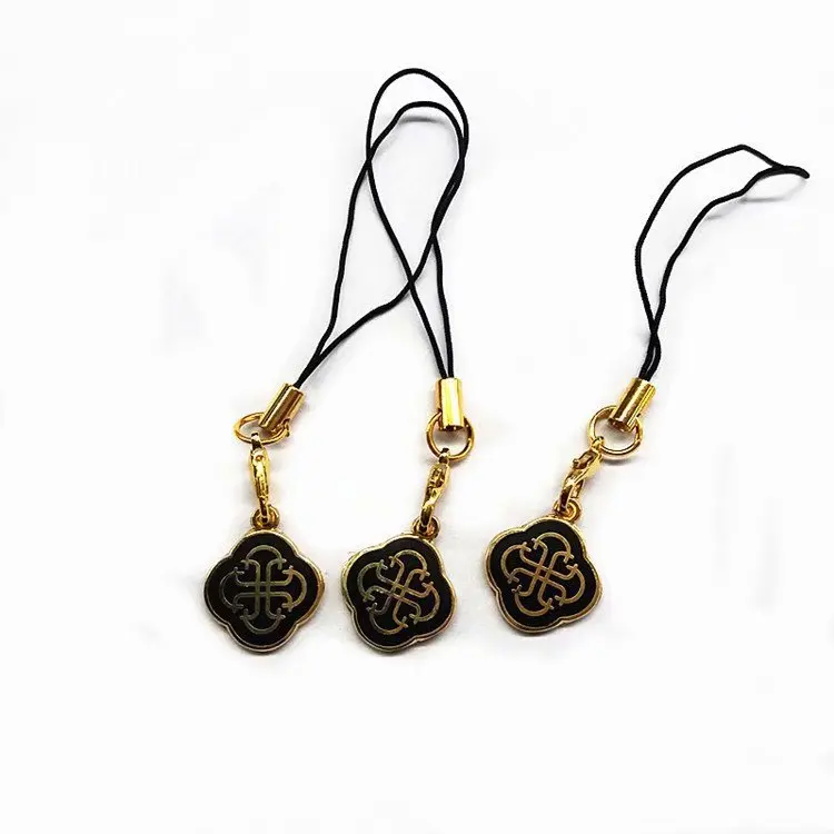 Custom designed metal pendant mobile holder key chain factory wholesale mobile phone lanyard chain