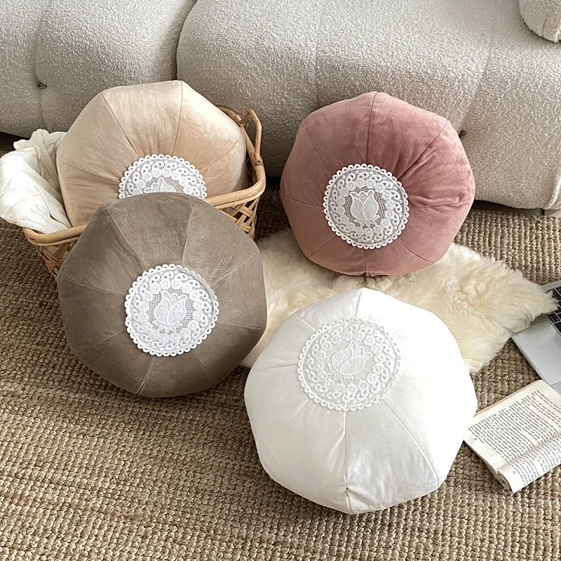 French lace decorative Mediation Pillow with core fabric home bedroom backrest living room sofa cushion tatami Yoga Pillow