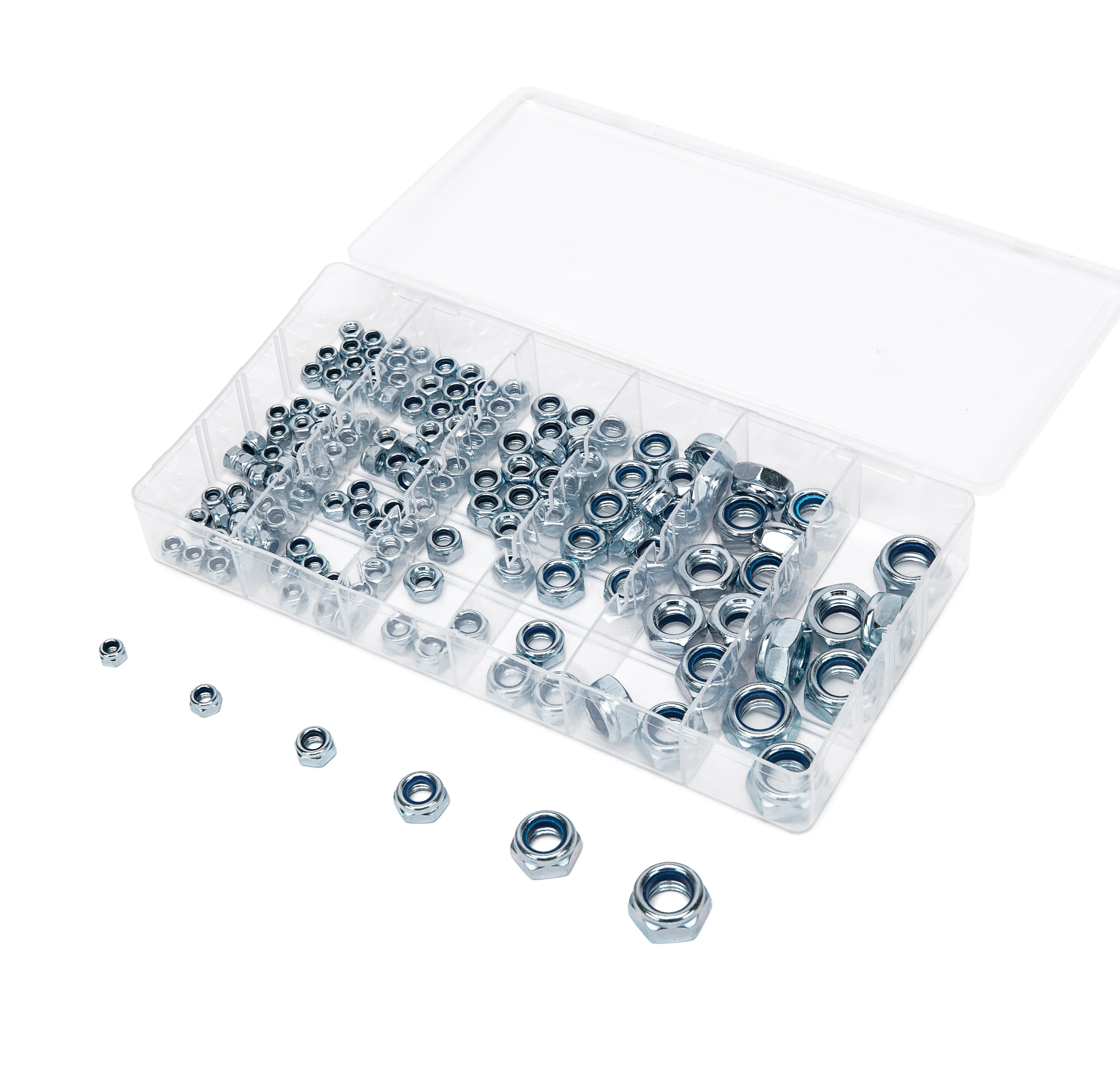 SAE and Metric Hex Lock 128pcs Nylon Insert Nut Assortment Kit 26PC Zinc Plated Metal Hose Clips Hose Clamps