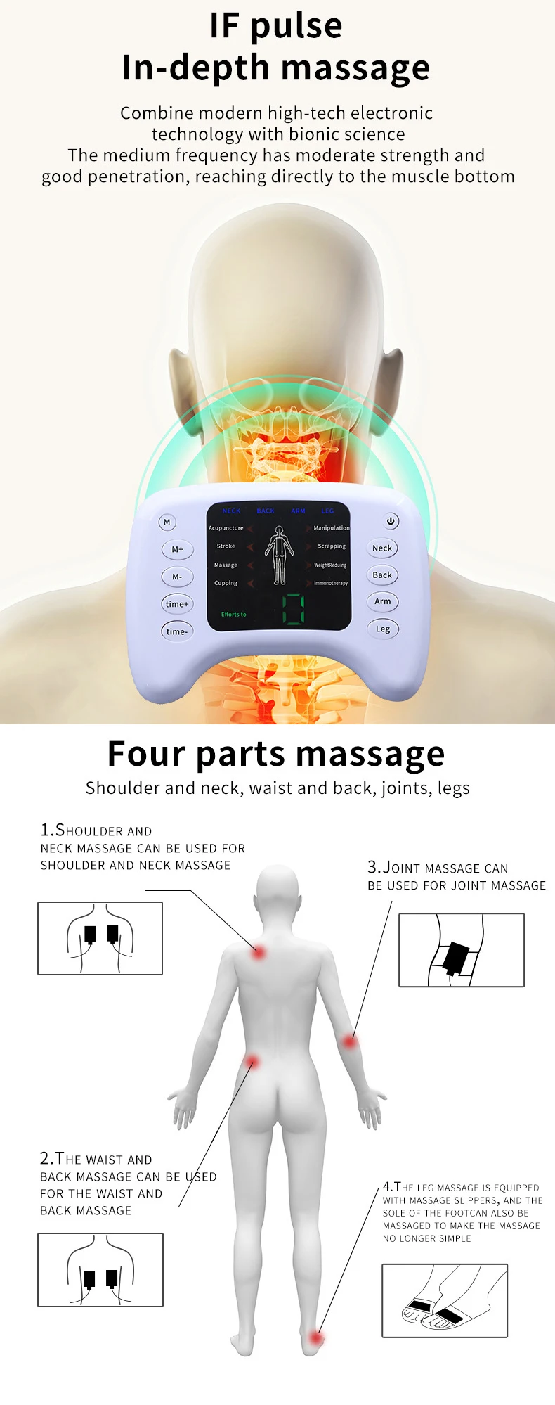 Latest Products 2023 Analog Let Ems Neck and Shoulder Massager Pulse Vacuum Multiple Tens with Heating Uhaieec Massage Products