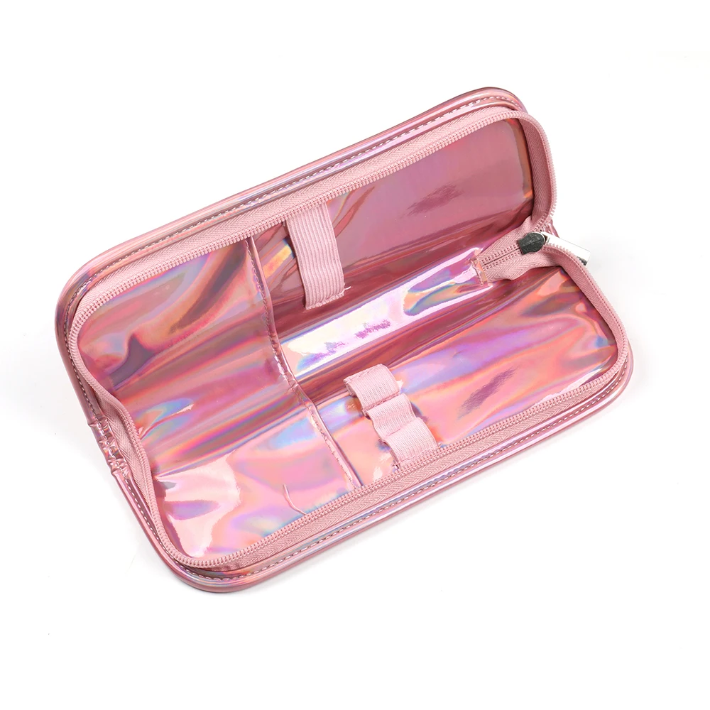 2023 Private Label Leather Bag Pink Makeup Cosmetic Tool Container Pen Stand Case Nail Brush Bag Holder Brush Cases