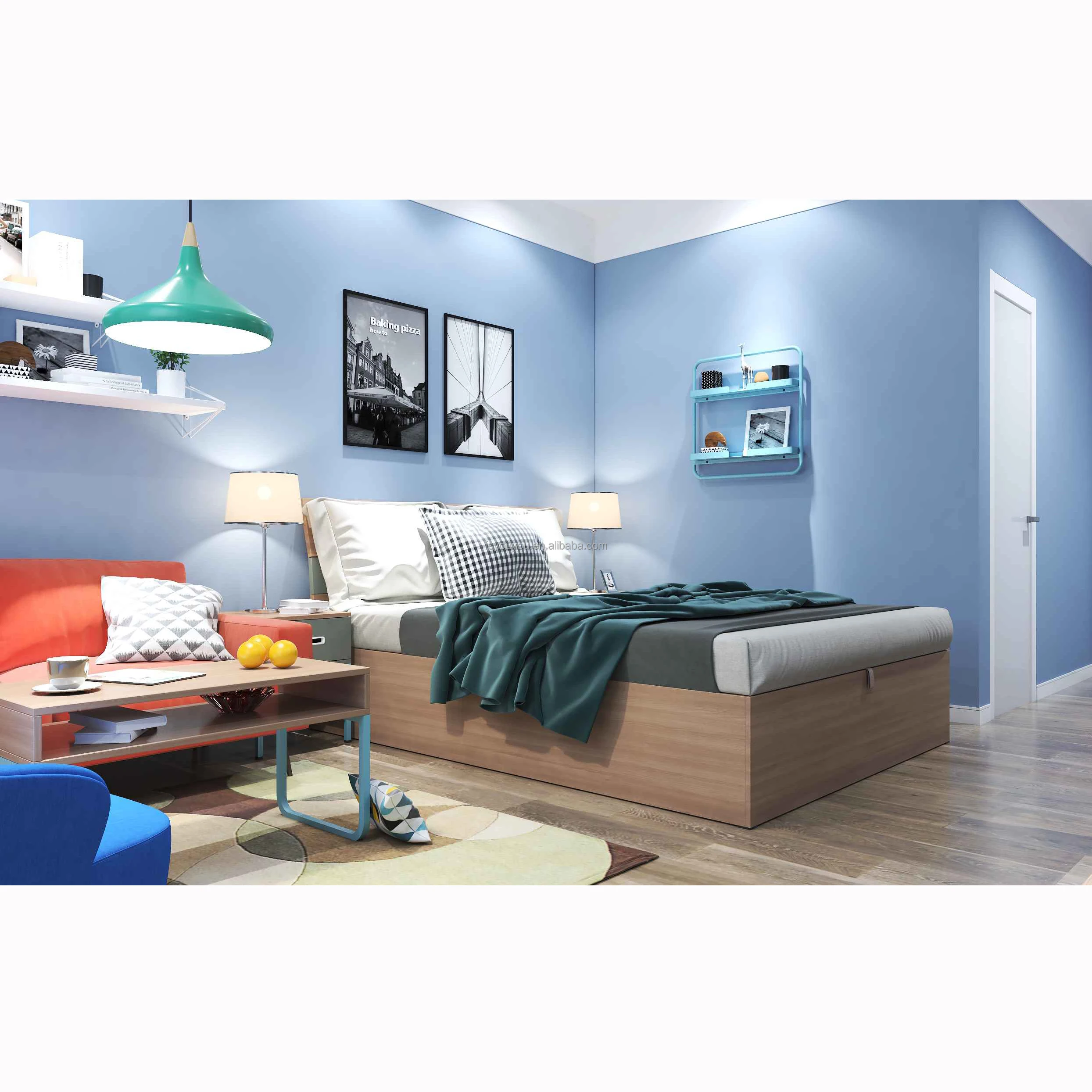 Modern Design Customized Apartment Bed Furniture Hotel Furniture Bedroom Hotel Bedroom Furniture Sets