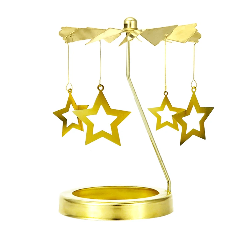 Spinning Glass Metal Stands Weddings Gold Rotary Candle Stick Holders Set Candle Carousel