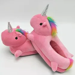 Unicorn Slippers for Girl Boys Lovely Slippers Claw Animal Party Cosplay Shoes Toddler Kids Home Shoes Warm Indoor Casual Winter