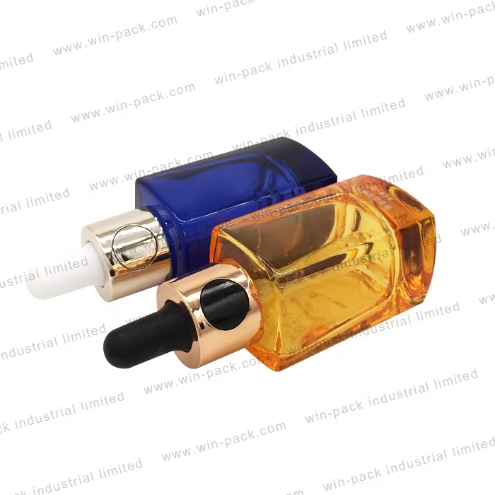 Custom Clear Glass Dropper Bottles With Crimp On With Button For Cosmetic Essential Oil frosted glass dropper bottles