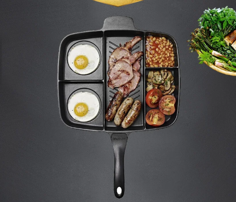 No-stick Aluminum magic frying pan multifunctional Divided 5 in 1 grill oven pan