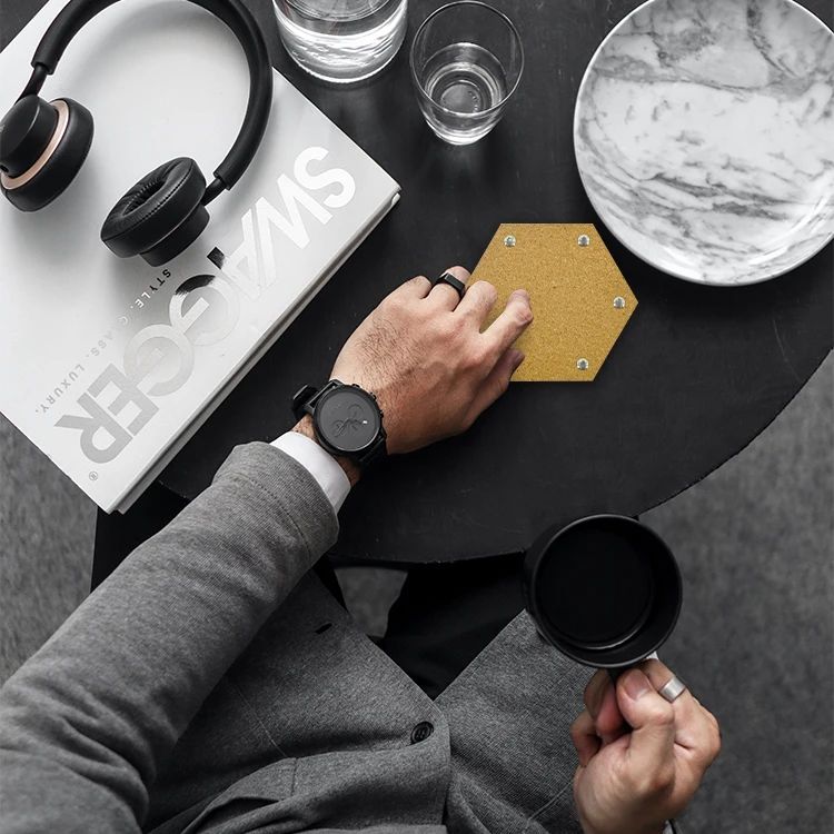 New Design Custom Felt+Cork Cup Coaster Tea Coffee Drink Coaster Table Mat Set of 10 Pcs with Felt Holder