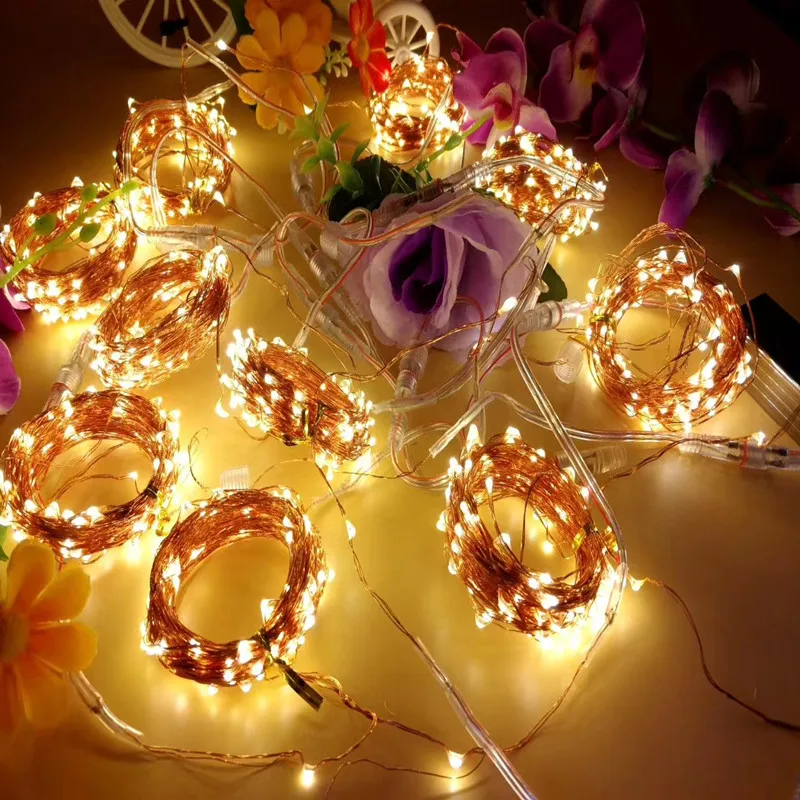 
2020 new hot 10M 100 LED Copper Wire Holiday Lighting for Wedding Party Decorations Garland Lighting 