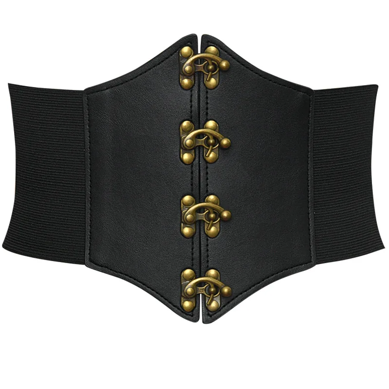 Women Steampunk Pirate Costumes Corset Belts Retro Buckle Wide Waist Cincher