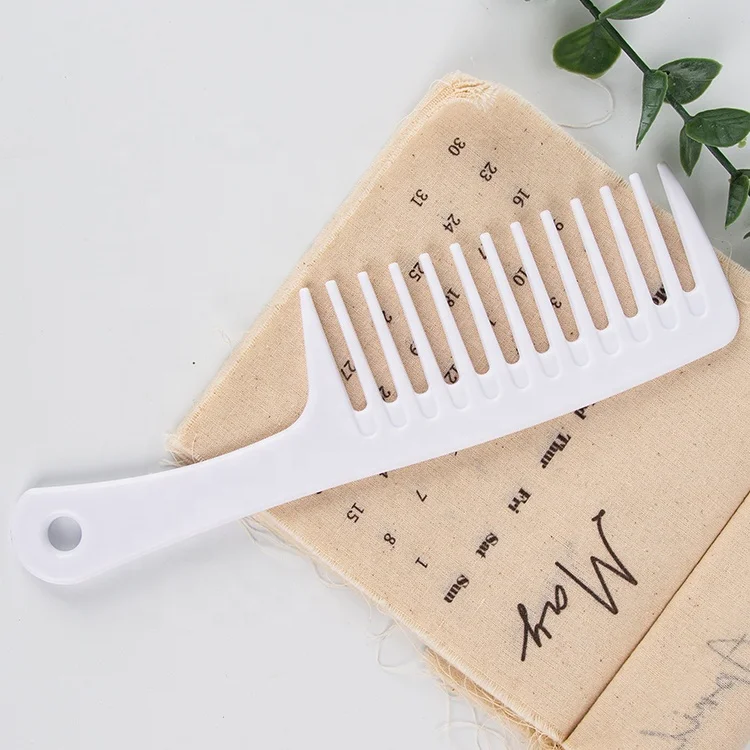 Gloway Manufacturer Oem Hair Styling Tools Plastic White Wide Tooth Hair Comb Brush For Wet or Dry Detangle Hairs
