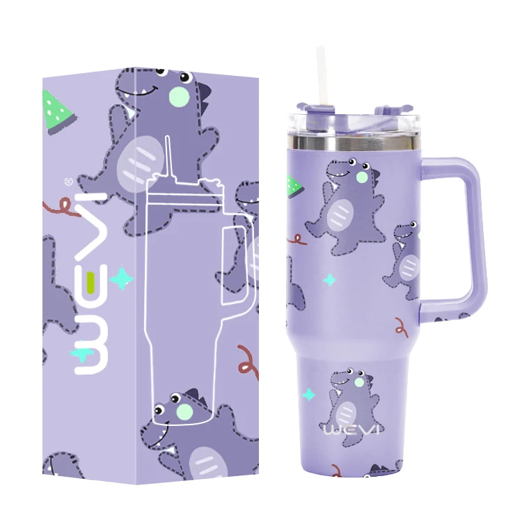 WeVi Wholesale 40oz Double Wall Stainless Steel Vacuum Insulated Travel Coffee Tumbler Cups with Handle