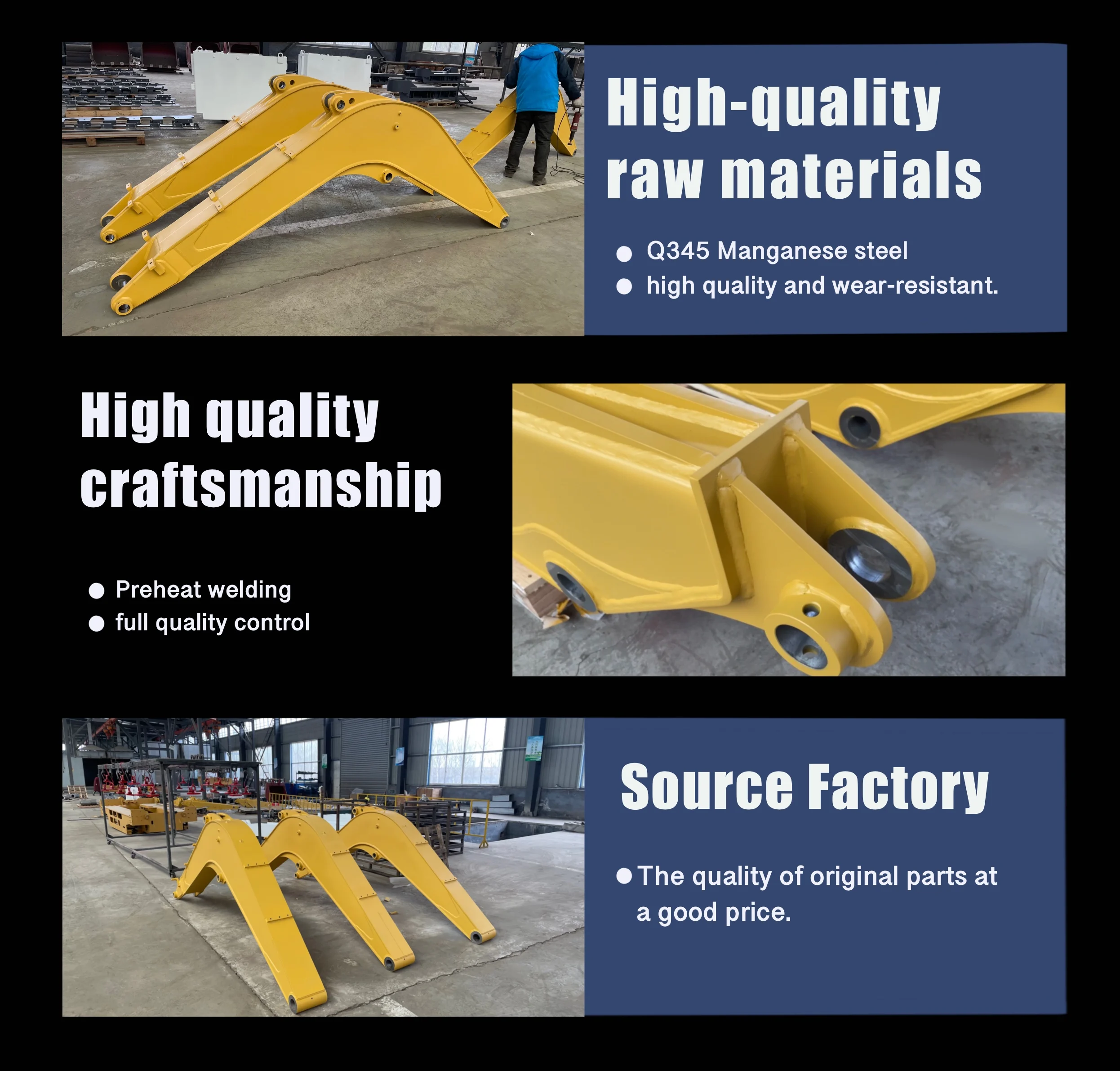 Good Quality Excavator Boom for 5ton 6ton 8ton Digger Cattapiler Excavator Long Reach Boom for Doosan