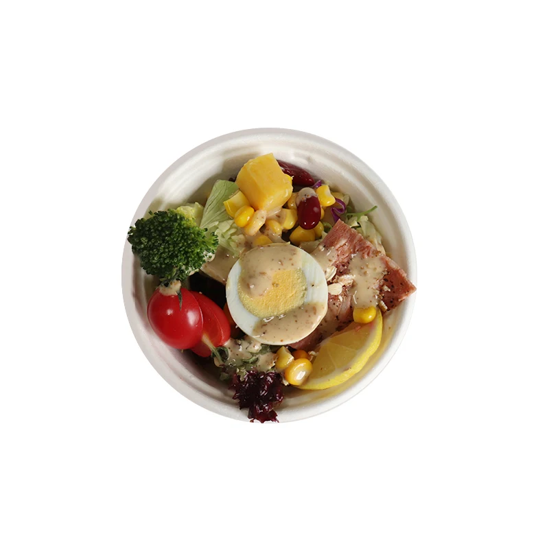 Disposable biodegradable compostable sugarcane bagasse tableware food containers paper fruit salad soup  pulp round bowl