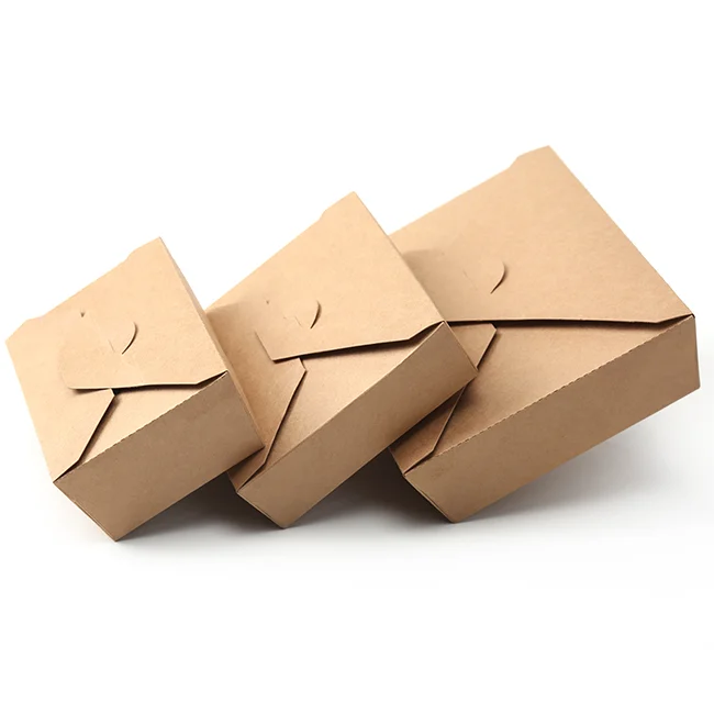 Low price takeaway compostable paper bento lunch boxes wholesale price kraft paper box packaging for food