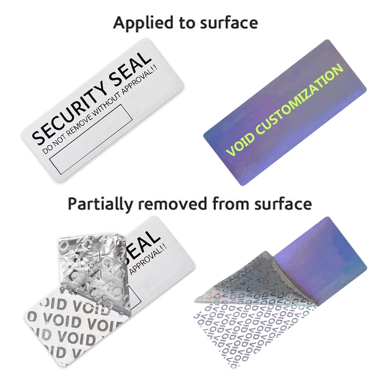 Blue VOID Opened Partial Transfer Sealing Label Tamper Evident Void Sticker