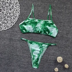 New 2022 bikini tie dry neon green sexy girl swimwear wallpaper bikini
