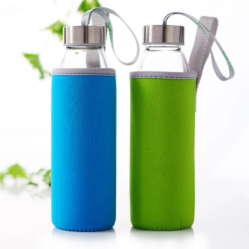Crystal Infused Gem Water Bottle Wellness 500ml Glass water bottle wholesale Coloured stone glass water bottle