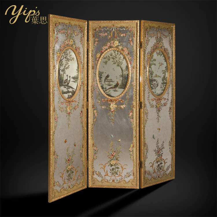 Yips LD-1203-0403 европейская серия ручная роспись цветочный узор на серебряном листе фон для гостиной 3 шт.