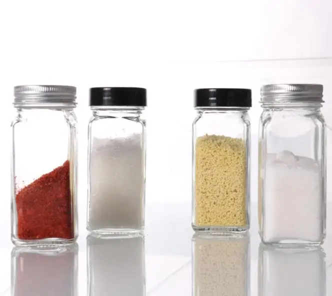 Spice Jar Herb Spice Tools Wholesale Salt and Pepper Shaker Condiment Server Fridge Magnetic Spice Tins glass Kitchen