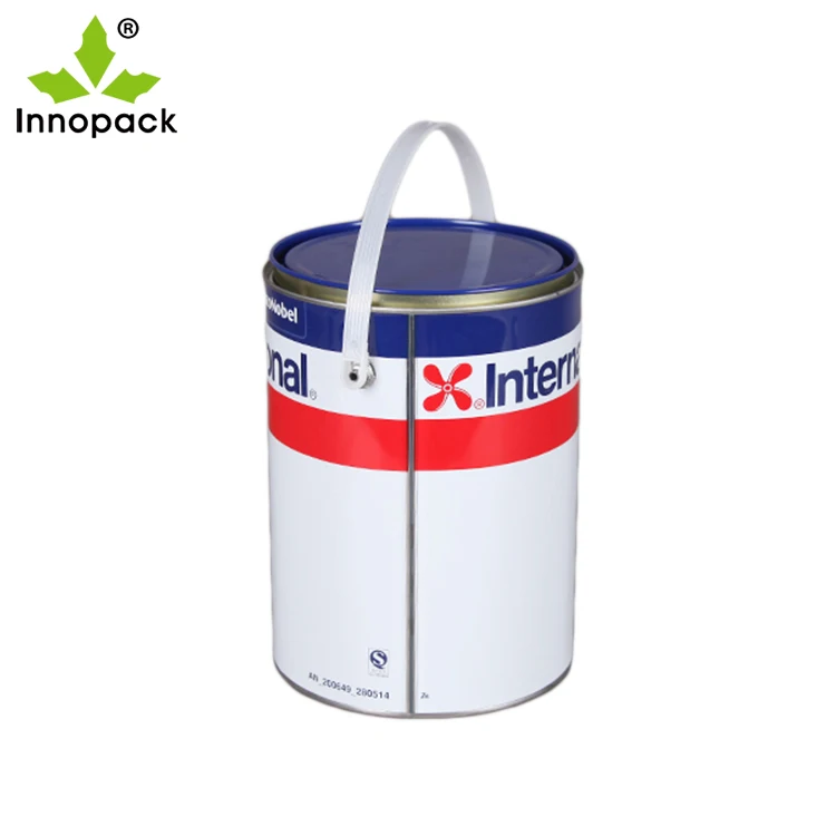 decorative round paint printed empty metal  4 liter tins can 1 gallon with lid and metal handle