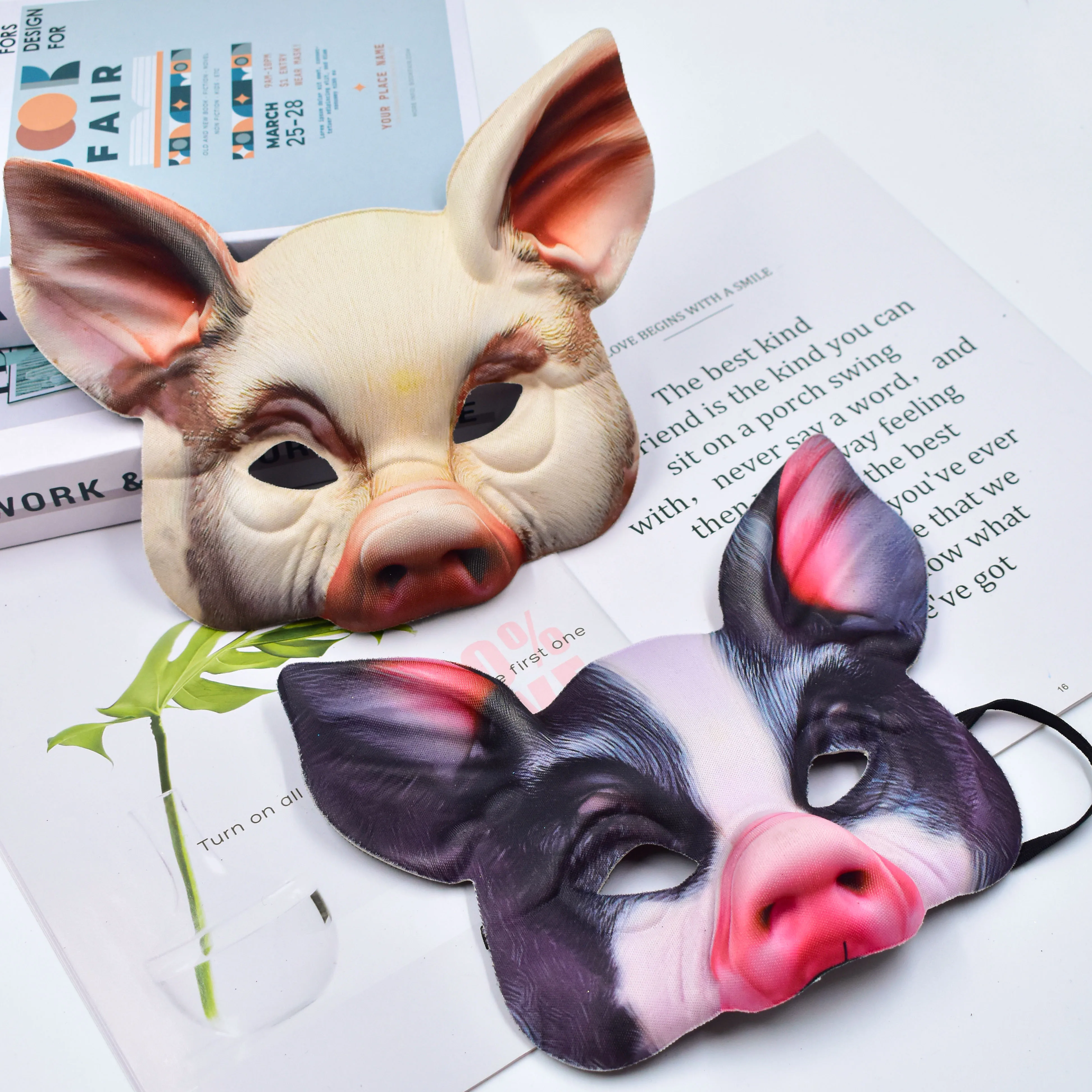 Cosplay Realistic Half Face Pig Mask Halloween Animal Scary Mask For Adults Children