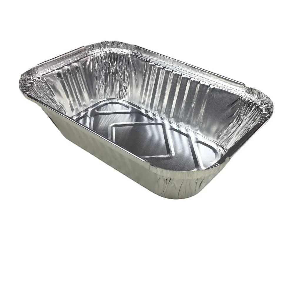 196*126*53mm Recyclable Disposable Aluminum Oblong Foil Pans takeaway food container aluminum fast food package
