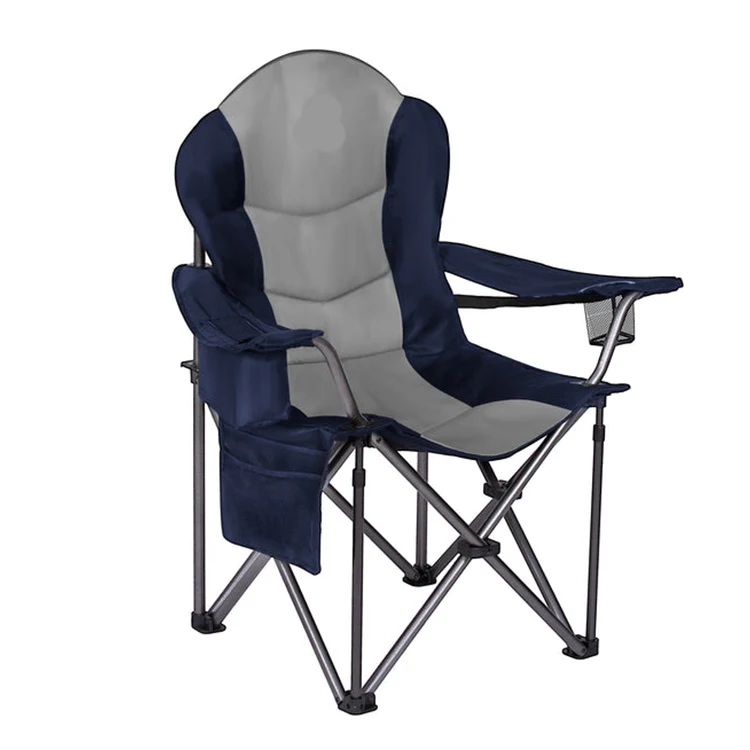 Camping Folding Chair Oversized Padded Quad Arm Chair Collapsible Steel Frame Heavy Duty