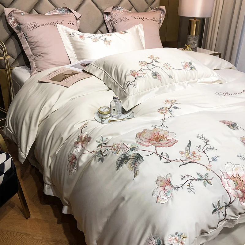 Cotton Bed Sheet White Duvet Cover Bedding Set