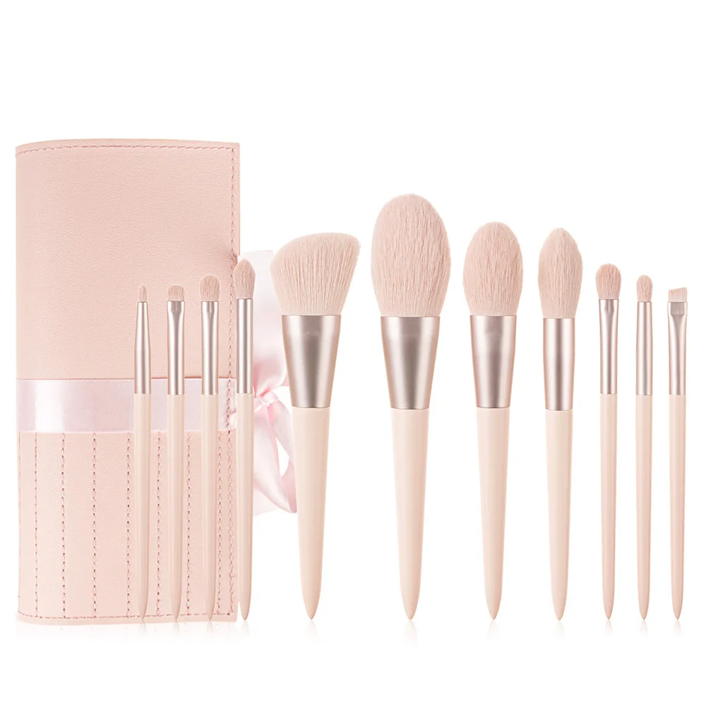 Manufacturers OEM 11 Pcs Foundation Buffing Vegan Professional Private Label Pink Makeup Cosmetic Brushes Set
