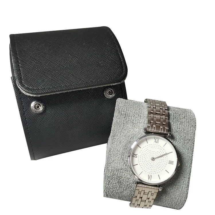 Factory Stock Handmade Luxury Travel Watch Box Case Organizer Storage Man Brown Single 1 Slot Crazy Horse Pu Leather Watch Roll