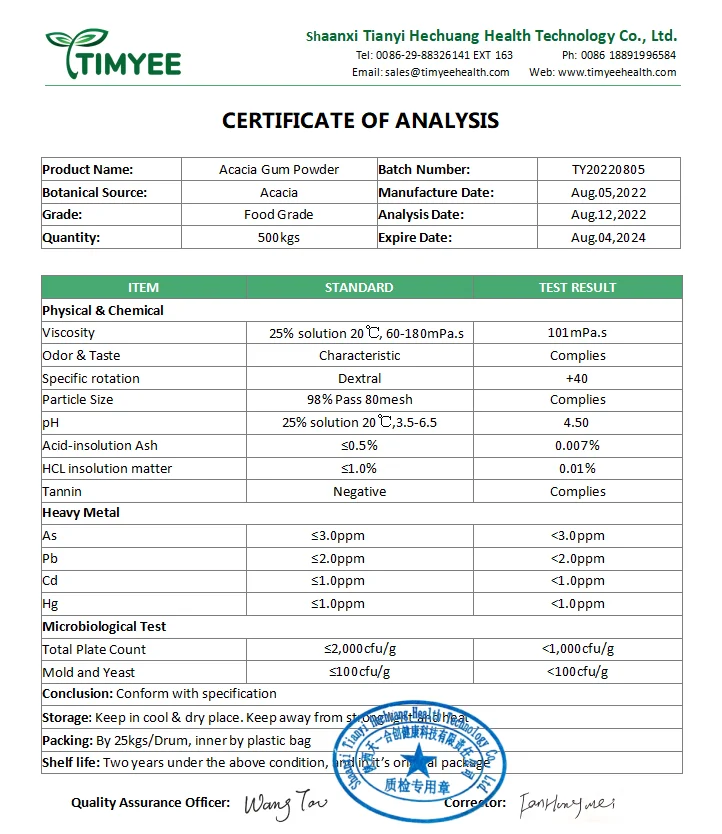 Natural Food Additives Thickener CAS 9000-01-5 Acacia Gum Powder Arabic Gum