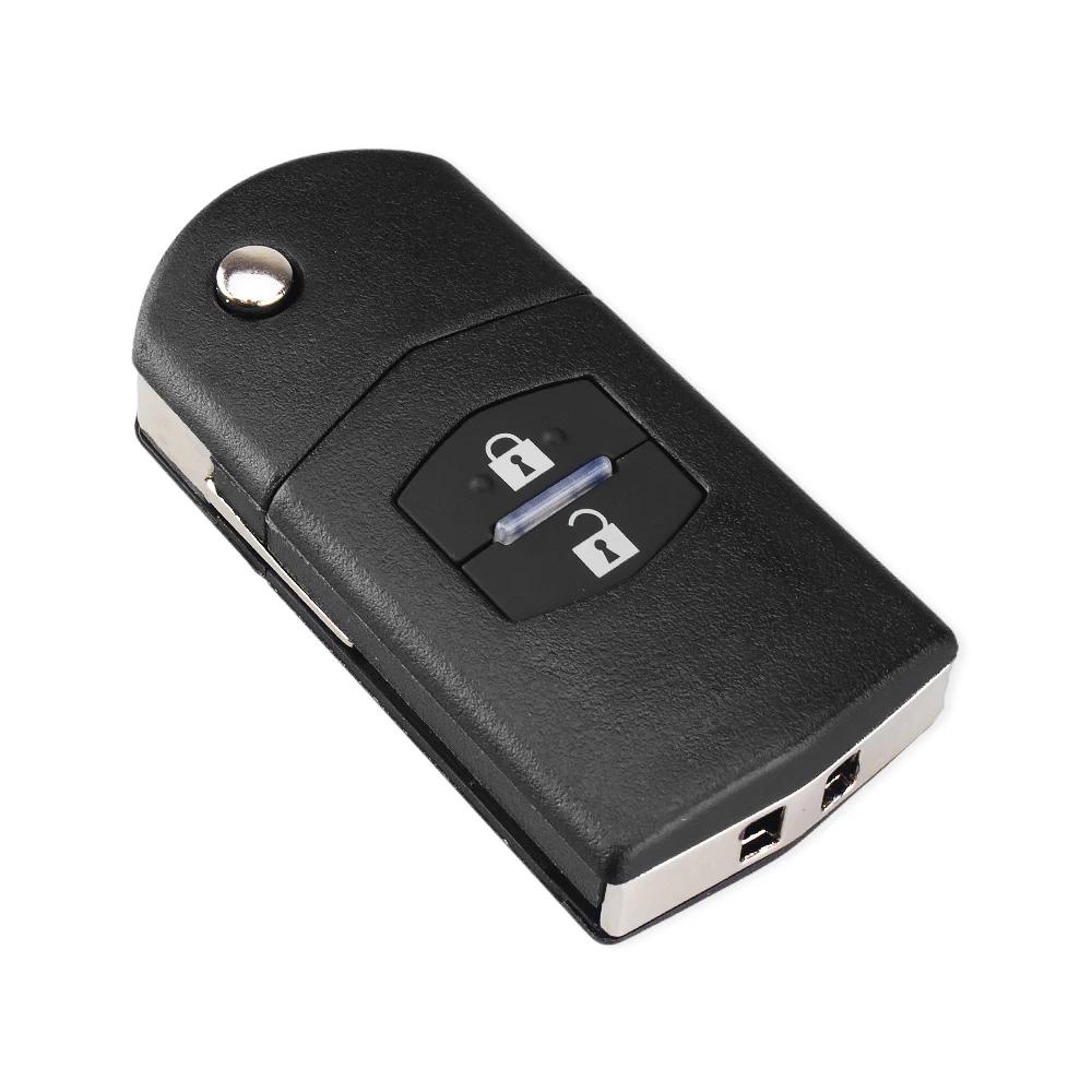 
KEYYOU 2 Button Remote Key Fob Shell Case Folding Flip With Uncut Blade For Mazda 3 5 6 