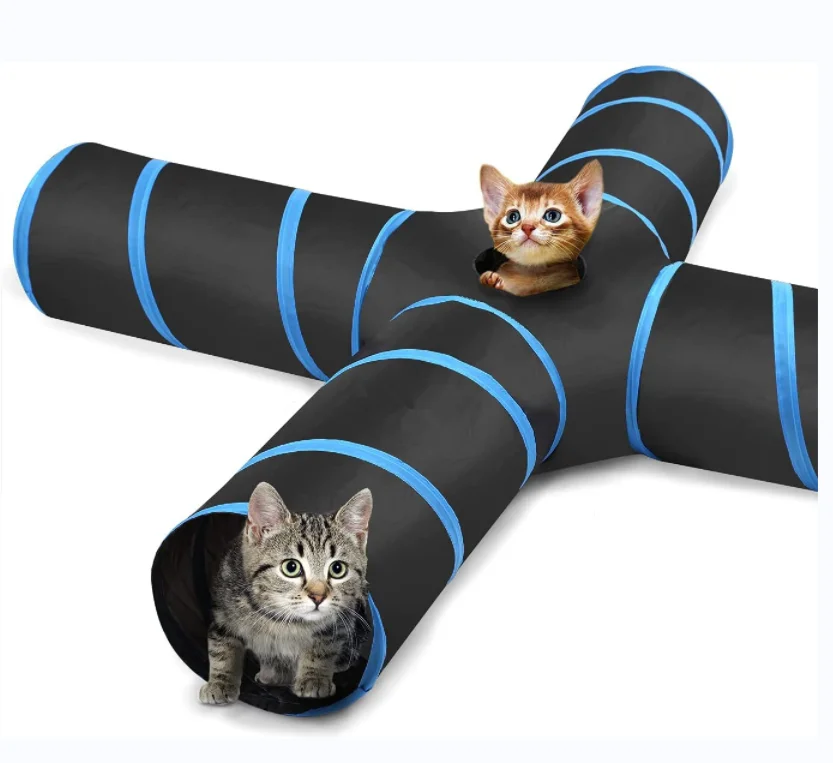 4 Way Extensible Play Tent Interactive Tunnel For Cats Toy Maze House for Cat