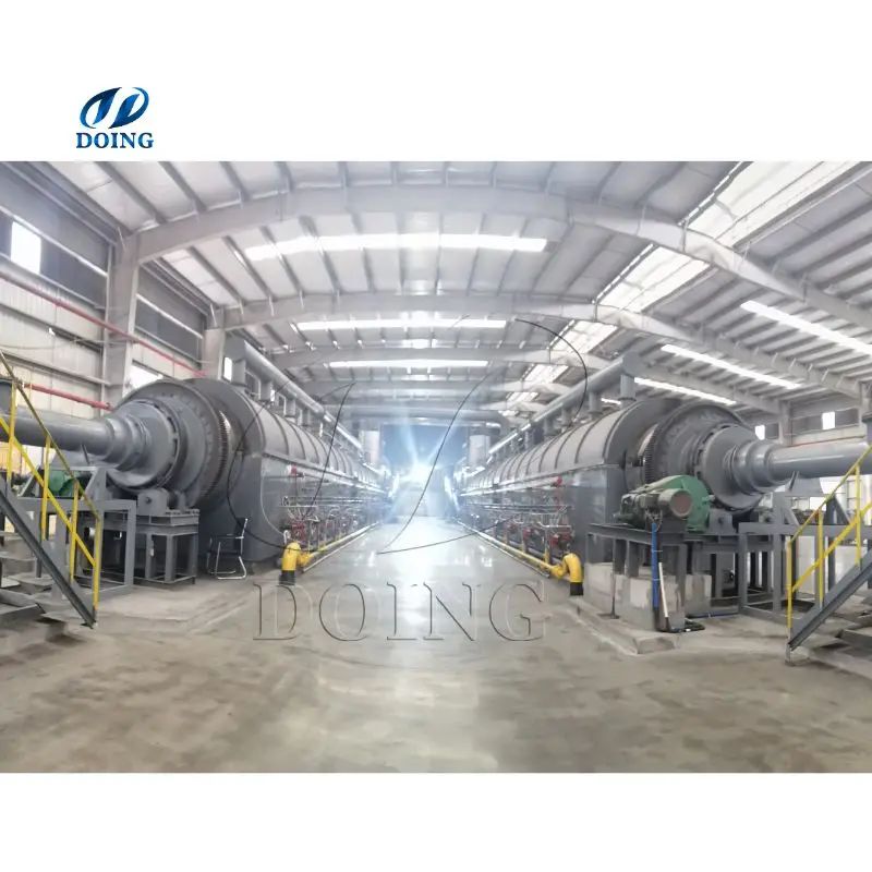 Continuous tire plastic pyrolysis machine with fully PLC automatic design Used rubber to fuel oil pyrolysis extraction plant