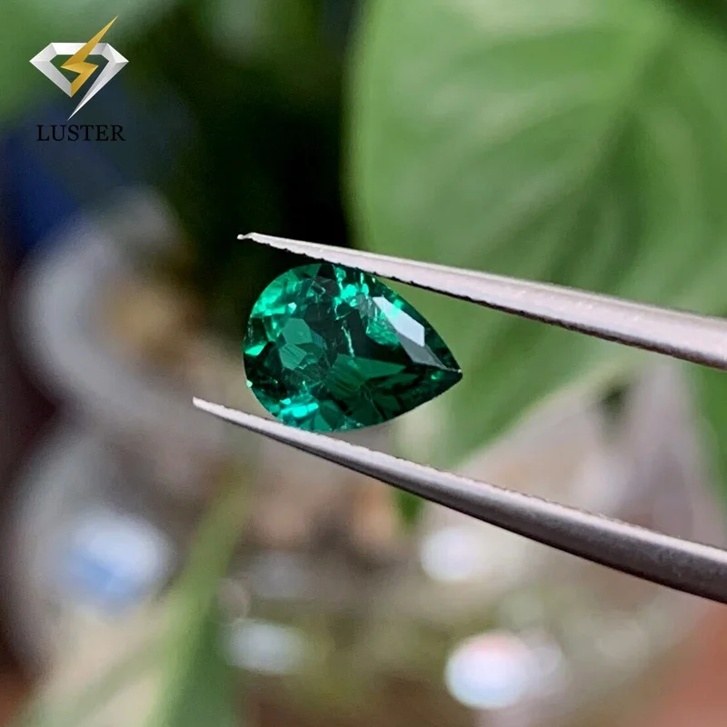 Luster gemstone supplier lab created green loose stone Zambian hydrothermal emerald