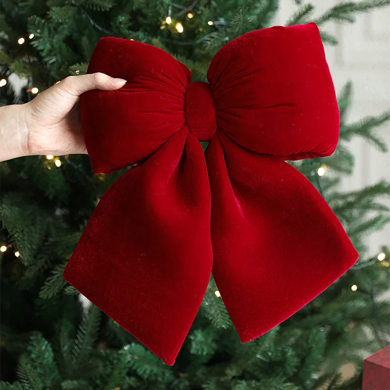 Xmas Fence Stairs Railing Fireplace Decor christmas tree bows Large Velvet Xmas Ornament Bow Red christmas bows for tree