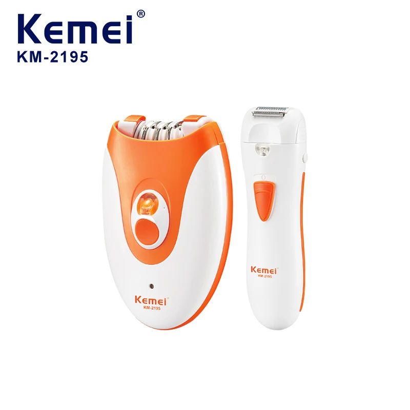 Kemei km-2195 2 in 1 Electric Epilator Women Shaver Hair Removal Painless Hair Remover Instant Leg Painless USB Rechargeable