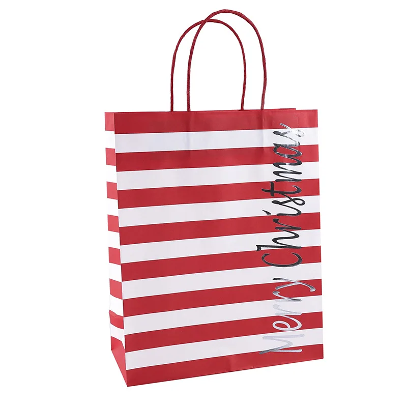 Low cost Biodegradable reusable Paper bags custom tiny Christmas brown Kraft paper gift bag for gift with logo print