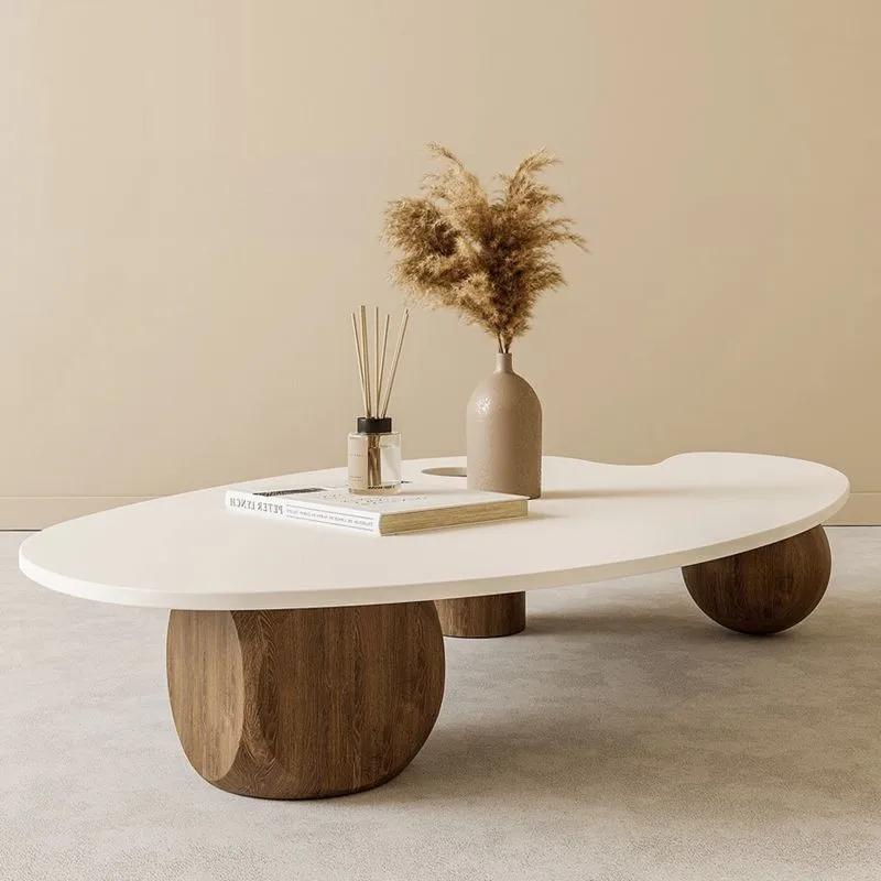 Designer art local brand living room space decoration fashion cream beige table