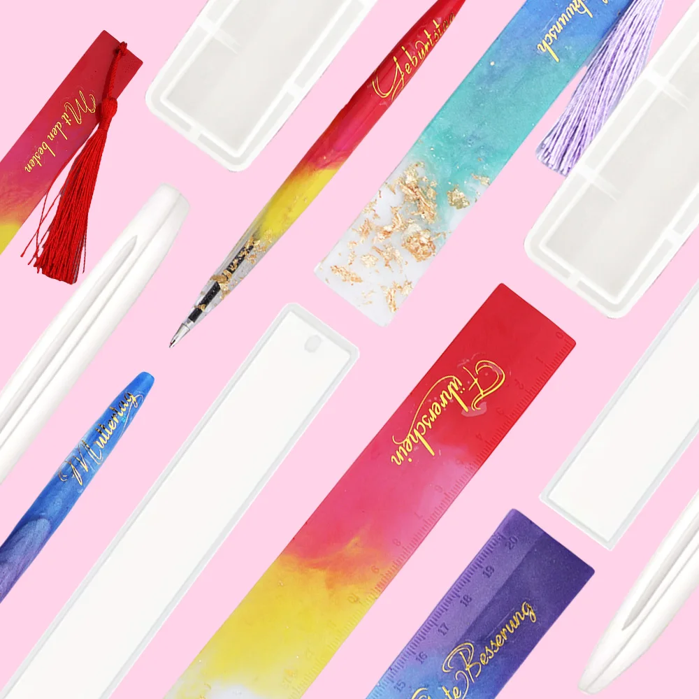 TIMESRUI Resin Bookmarks Making Kit With Silicone Molds Crystal Clear Epoxy Resin Pen Making Kit for Beginners DIY Bookmarks